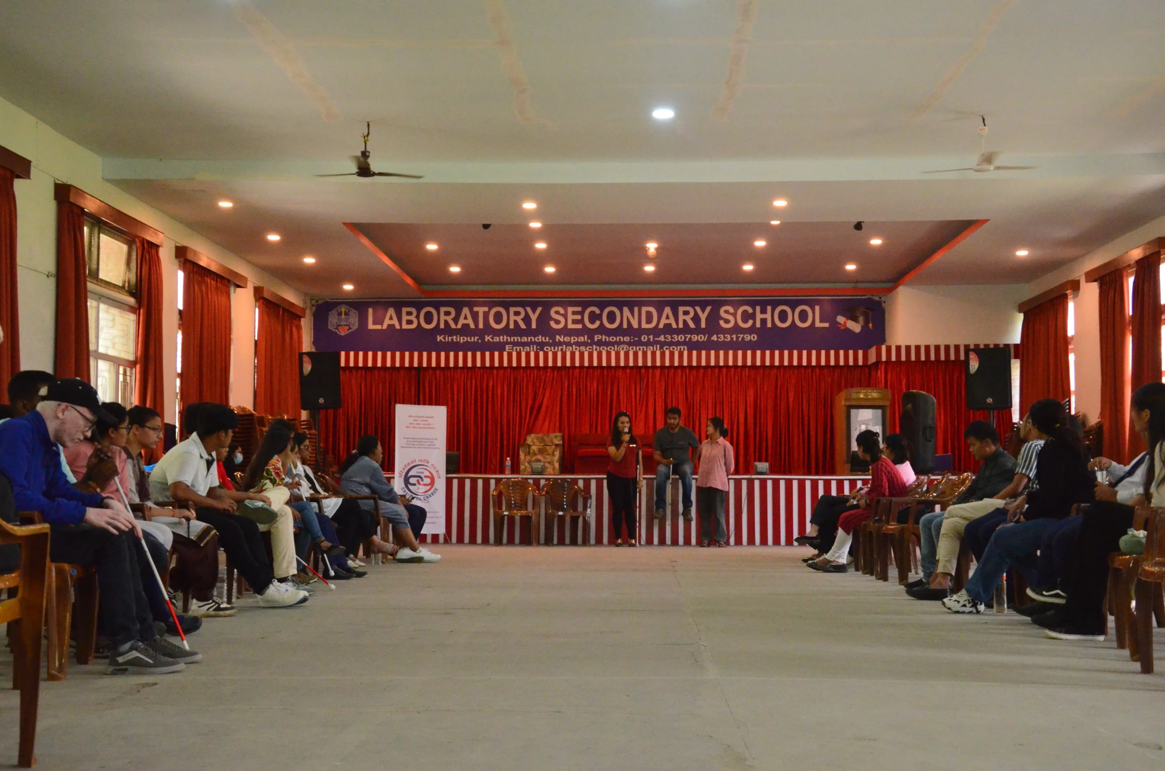 Ms. Sanjiya Shrestha Co-founder & Treasurer and one of the trainers instructing participants. In a background one of the guides Ms. Anju Tamang & the Founder & Director of CFC Mr. Abhishek Shahi is also seen.