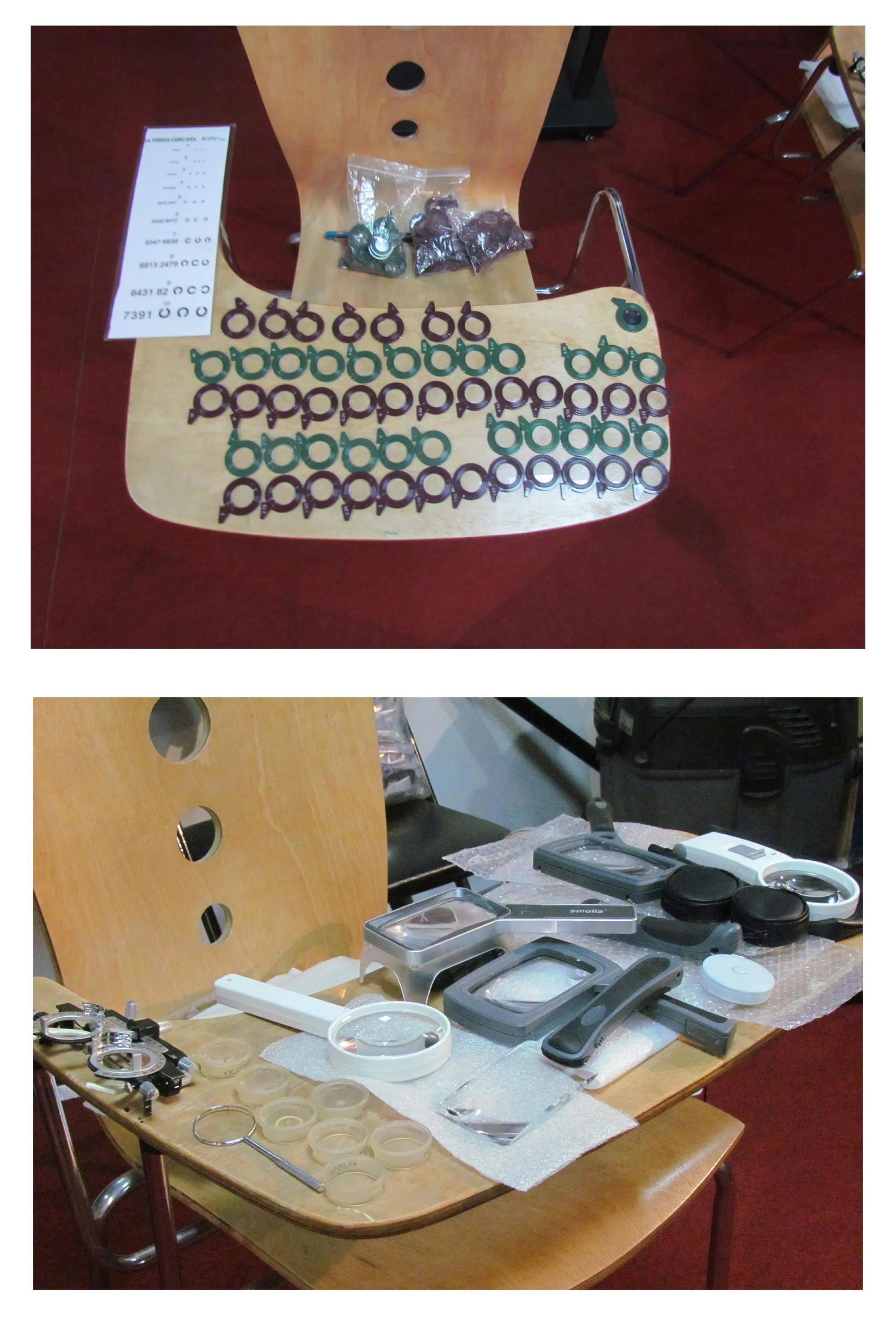 Displaying the equipment's and glasses for checking the vision of a person and reading aid and assistive devices like specs and magnifying glasses.
