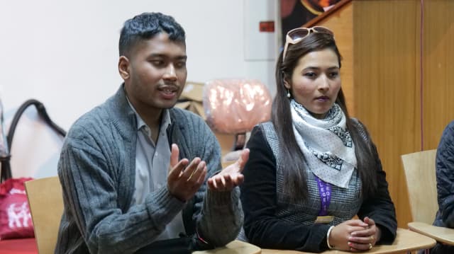 In the picture, Founder & President Mr. Abhishek Shahi & Cofounder & Treasurer Ms. Sanjiya Shrestha is observed. Mr. Abhishek is speaking in the meeting.