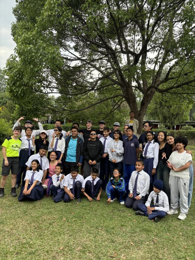 A group picture of around 31 individuals including students of Lab School, Spanish facilitators and interns, project members and CFC executives.