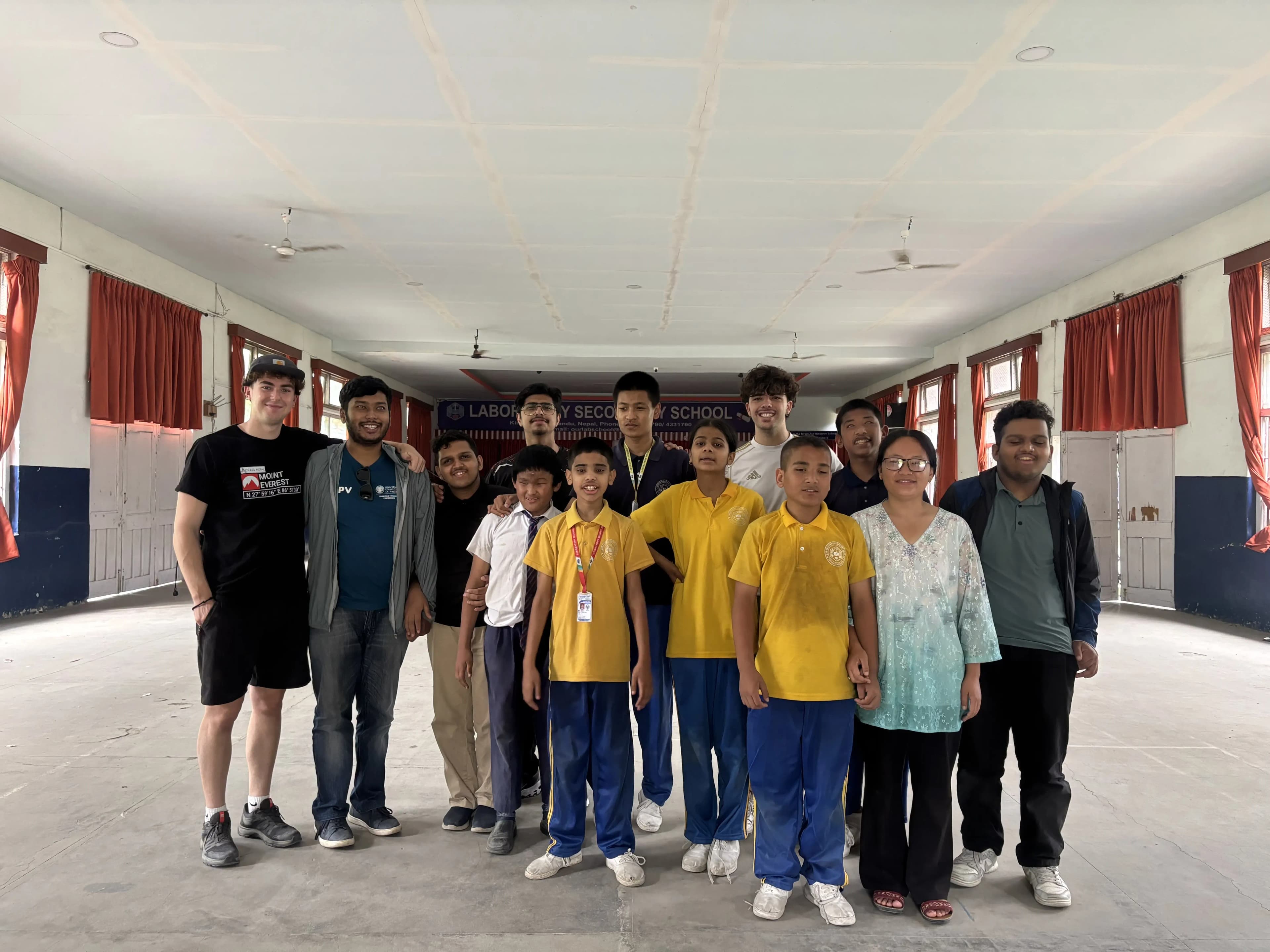 A group picture consisting of Spanish interns, participants with visual disabilities, a teacher, a project member and our Founder and President Mr. Abhishek Shahi.