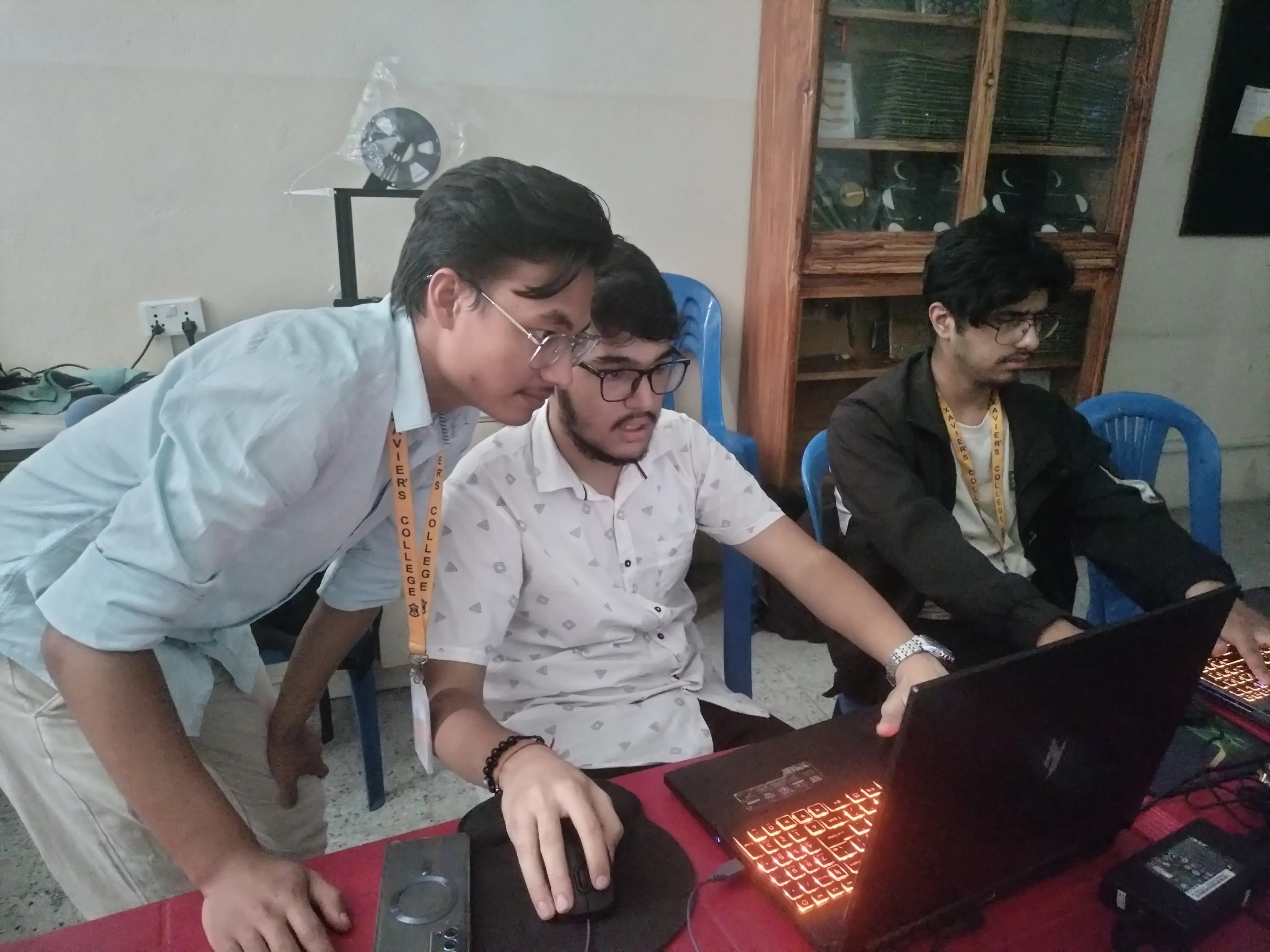 One of the project members (2025/26), Mr. Rayan Karki is supporting Mr. Prabin Bhattarai – one of the project members (2025/26). Beside him another participant, Mr. Sulav Pandey is also observed.