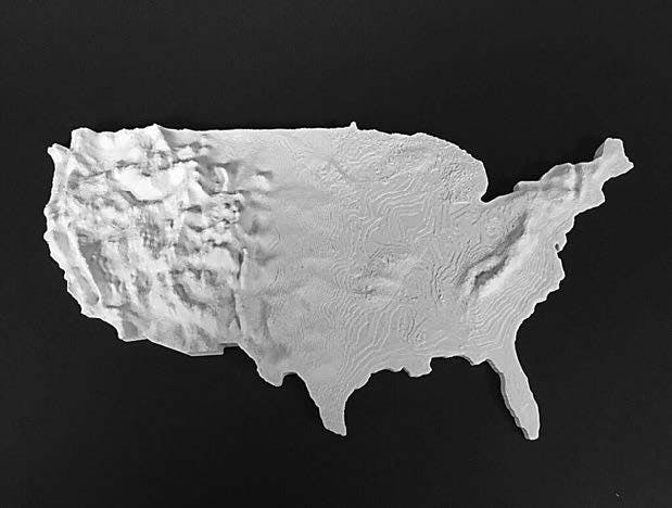 3D model of the United States of America topographic map.