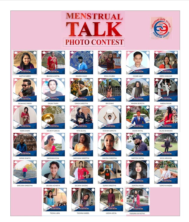 This is the picture of all 34 participants who took part in the photo contest organized during the Menstrual Talk Campaign 2020.