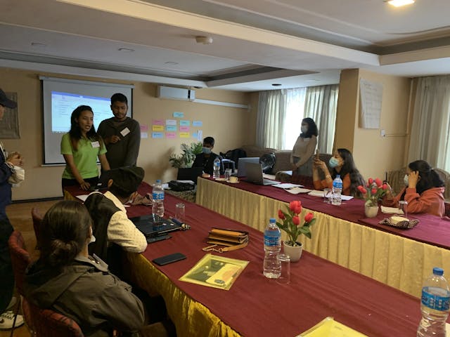 This is a photo taken during the Organizational Development Training where our Founder and Director Mr. Abhishek Shahi, Co-founder and Treasurer Ms. Sanjiya Shrestha and Co-founder and Executive Member Ms. Deepika Shahi giving their presentation at the event.